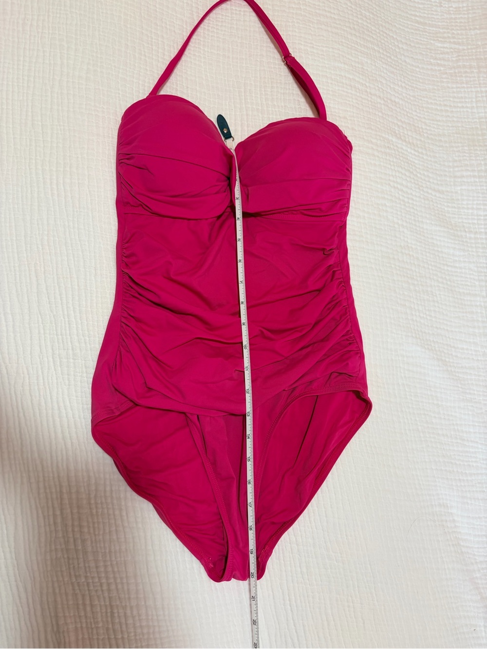 Anne Cole - Bright Pink One-Piece Swimsuit with Gold Accent - size 8